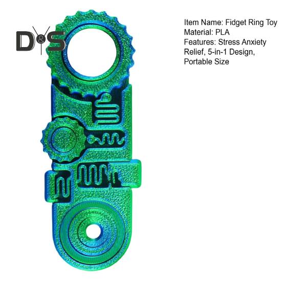 3D-печатная игрушка-кольцо для снятия стресса и беспокойства, 5-в-1, вращающаяся шестерня, сенсорная игрушка для детей и взрослых, портативная для путешествий, осознанная медитация, вращение кончиками пальцев