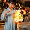 Handmade Bunny Lantern PVC Paper Rabbit Flower Lantern Mid Autumn Lantern  Night Celebration
