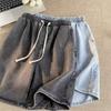 2024 Hong Kong Style Retro Washed Denim Drawstring Shorts