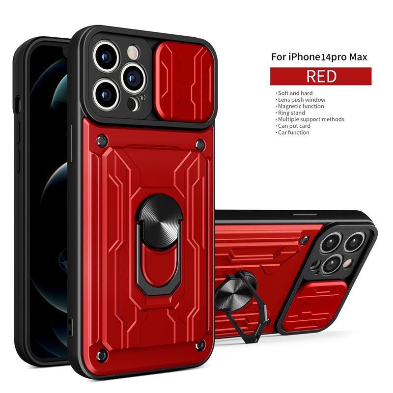 Подходит для IPhone17Pro Max Lijia Окно Нажимной Чехол для Мобильного Телефона Apple 12 Магнитное Кольцо Противоударный Защитный Чехол