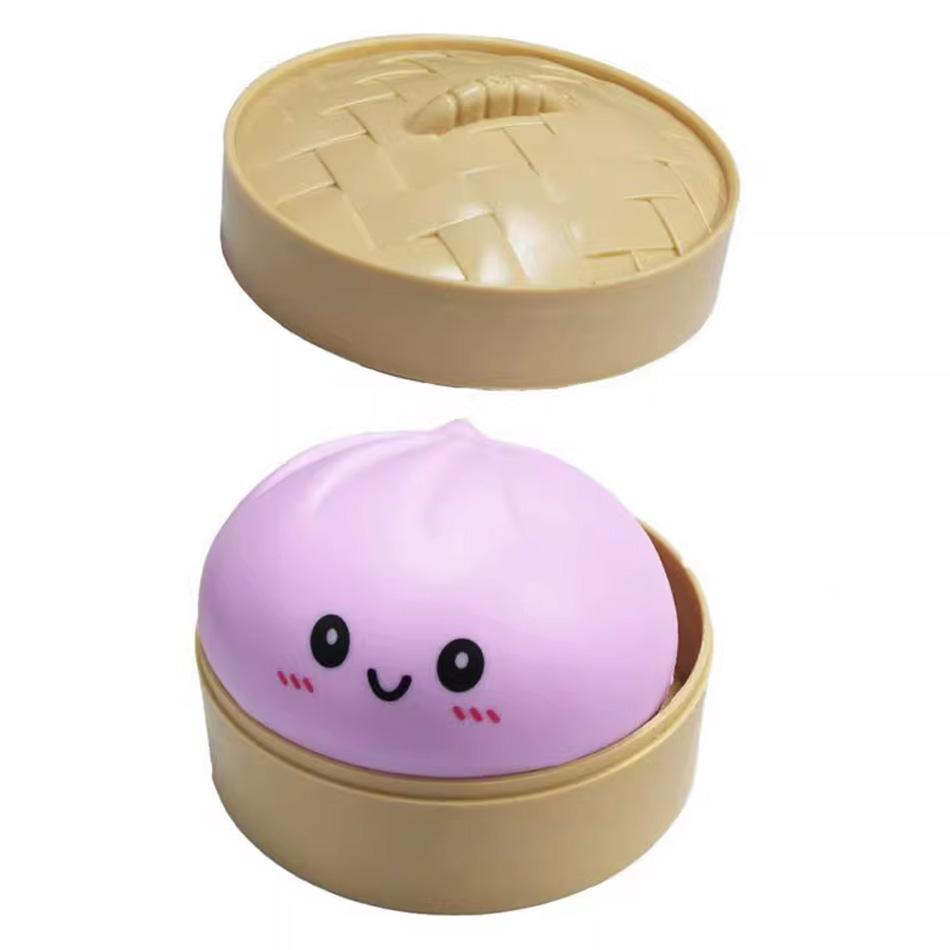 Squeezy Dumplings Squishy Steamed Bun Toy Stress Relief Fidget Toy Slow Rebound Soft TPR for Kids Adults Dough Ball Unique Gifts