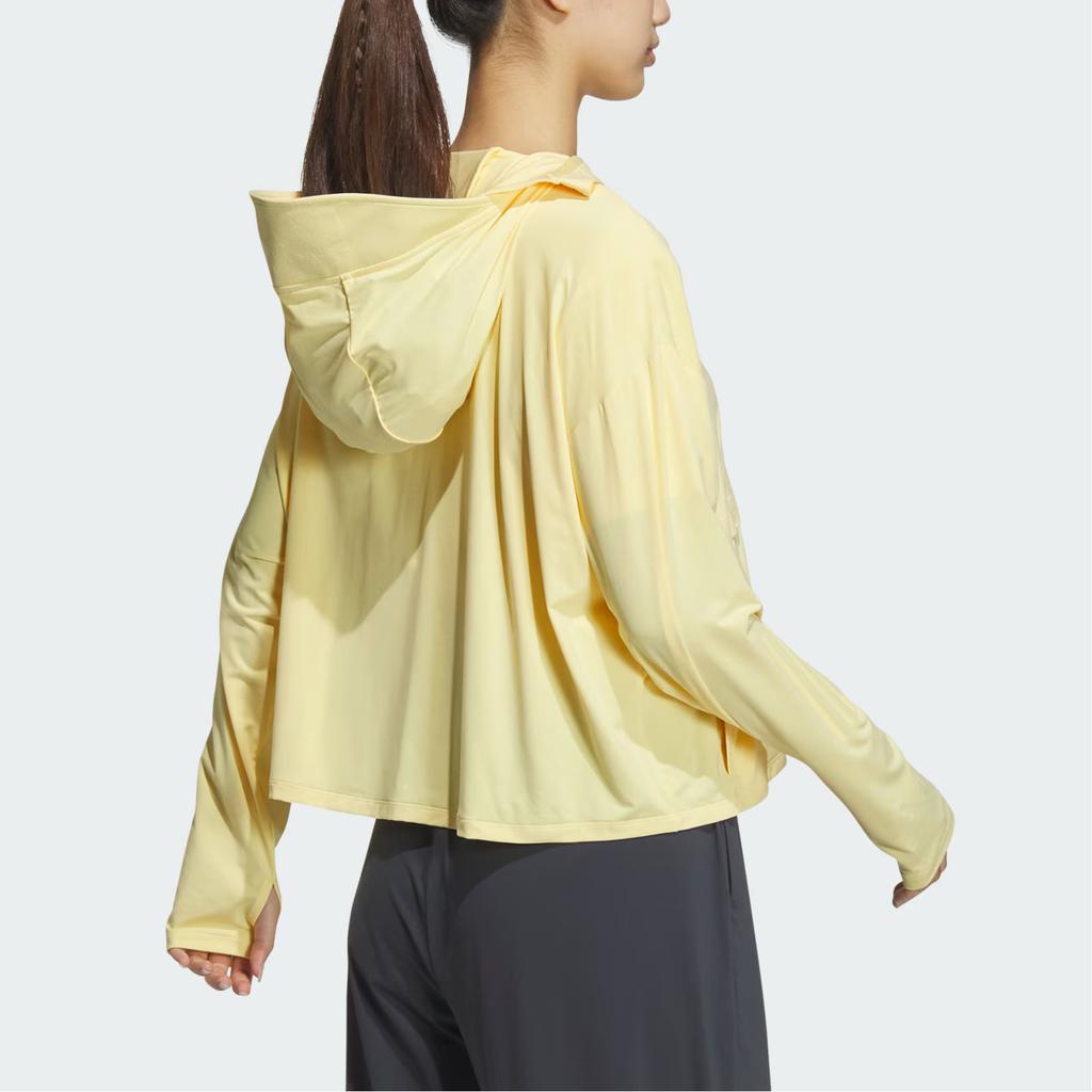 Adidas Минималистичный однотонный логотип спортивная повседневная куртка с капюшоном женские куртки желтый JI7598