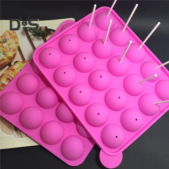 Силиконовая форма с антипригарным покрытием, 20 ячеек, формы для выпечки кексов Lolly Pop с палочками, многоразовый семейный набор для выпечки домашних сладостей