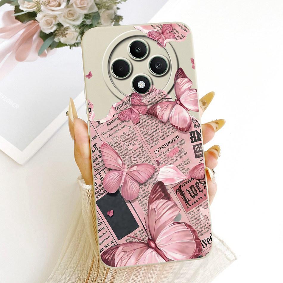 For OPPO Reno12 F 5G Reno 12 Pro 12F 12FS 12 5G Cute Cat Flower Butterfly Cartoon Phone Case Shockproof Soft Silicone Cases