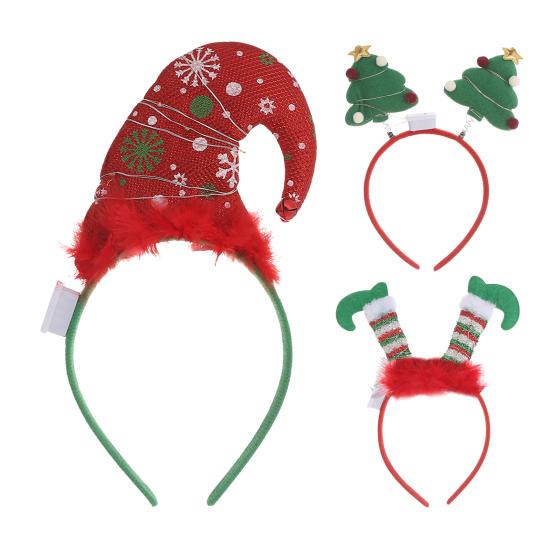 Светодиодные рождественские повязки на голову, шапки эльфа, обруч для волос в виде оленя со светодиодной подсветкой