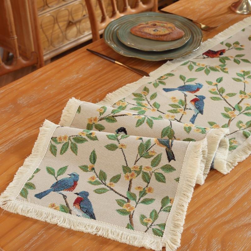 Винтажная зеленая жаккардовая скатерть с кисточками и цветочным узором - Полиэстер, бахрома, идеально подходит для вечеринок, дней рождений, свадеб и семейных посиделок