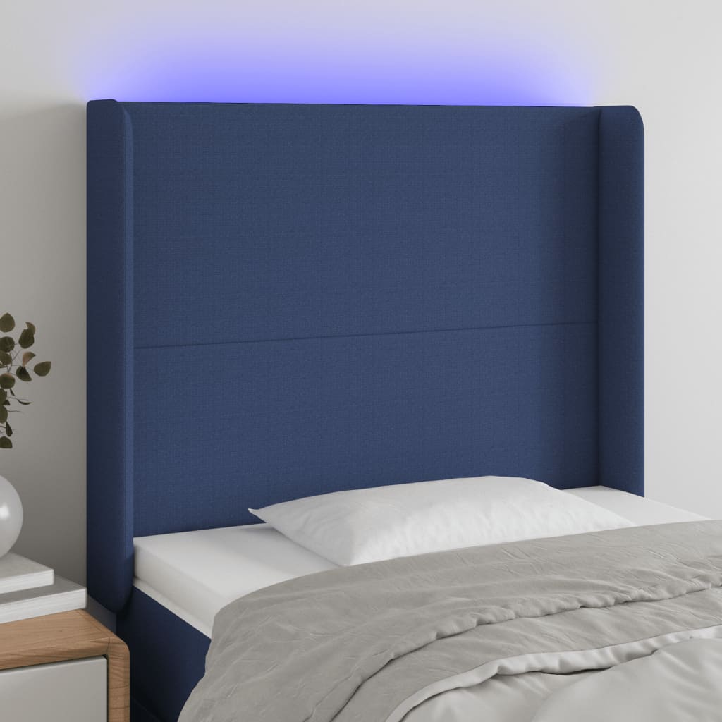 LED Headboard in Blue 93 x 16 x 118 128 cm Fabric