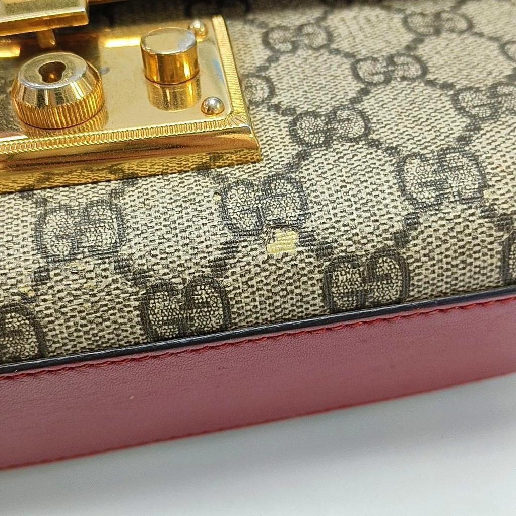 [Pre-Owned] Padlock Metal Lock Logo Chain Canvas Leather Bag - Fair #QJAINX