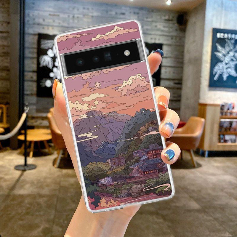 INS Корейский Закат Пейзаж Чехол для Телефона Для Google Pixel 8 7 6 Pro Мягкий Чехол Для Pixel 6A 5 4 5A 4A 3A XL 5G Силиконовый Прозрачный Чехол