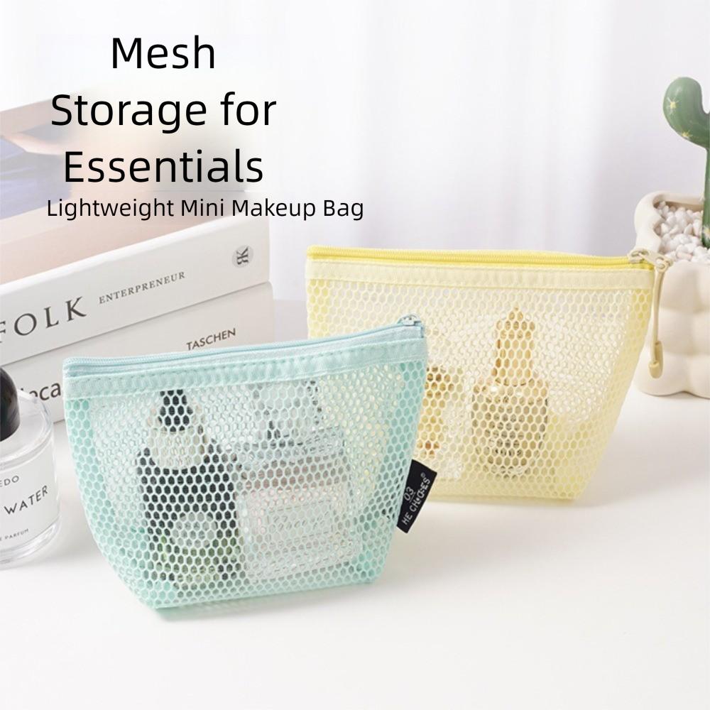 Mesh Cosmetic Bag Dopamine Sundries Storage Pouch Portable Zipper Coin Purse  Travel