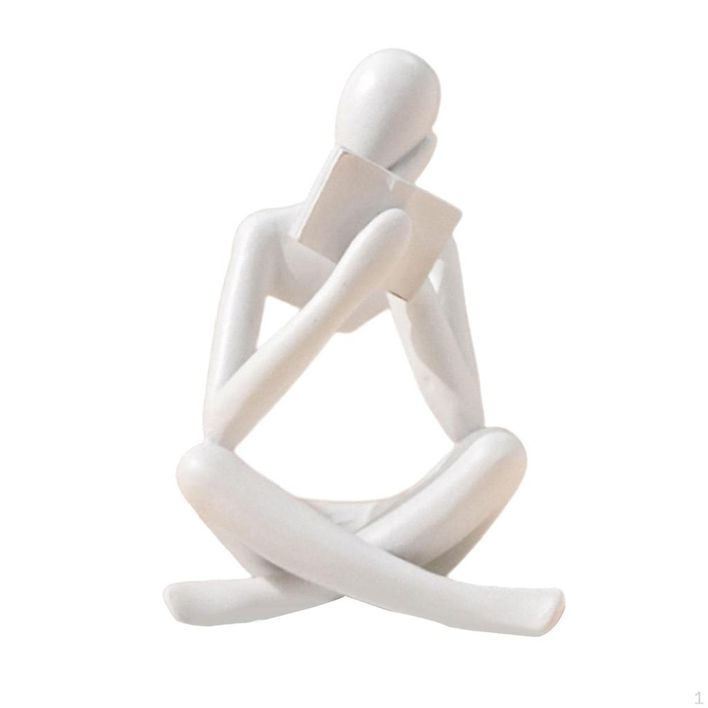 Abstract Reader Statue Decorative Figurine Sculpture Thinker Ornament in Resin Modern