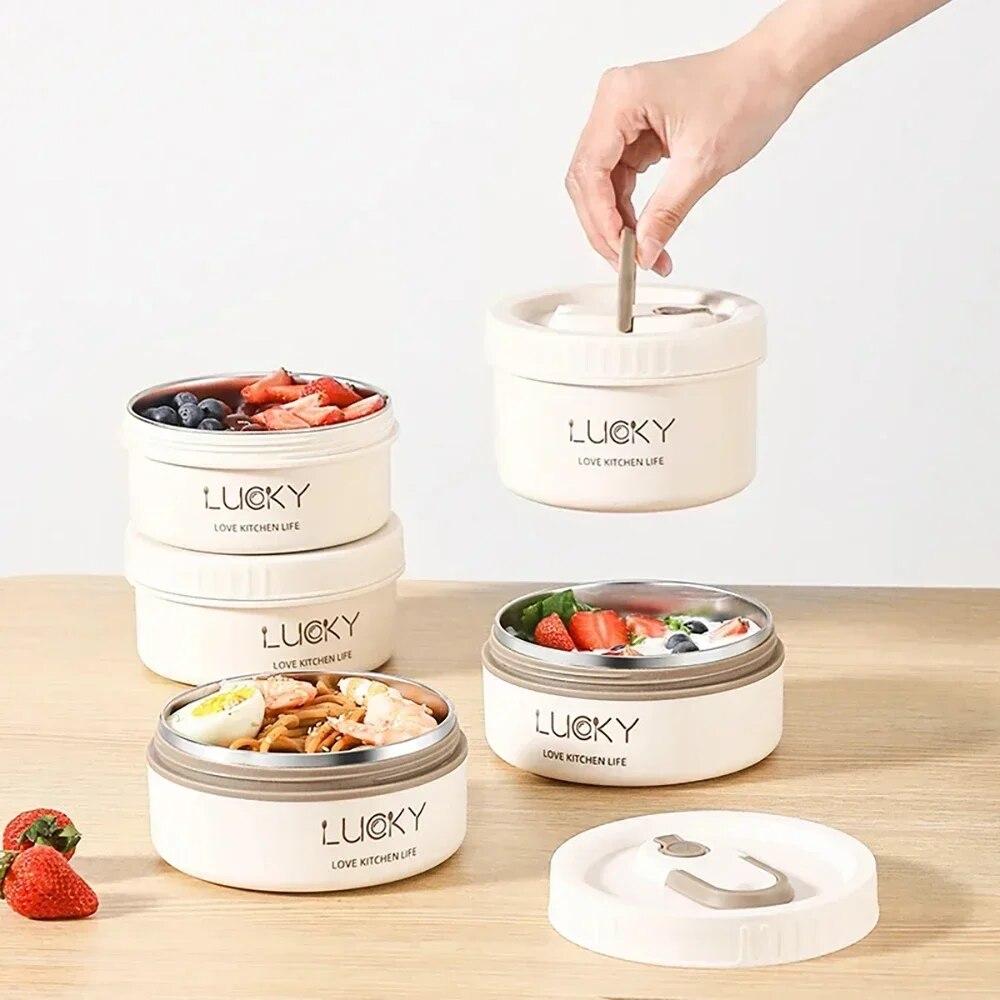 Stainless Steel Insulated Lunch Box Household Multi-layer Lid Soup Bowl Bento Box Office with Lunch Insulated Bucket