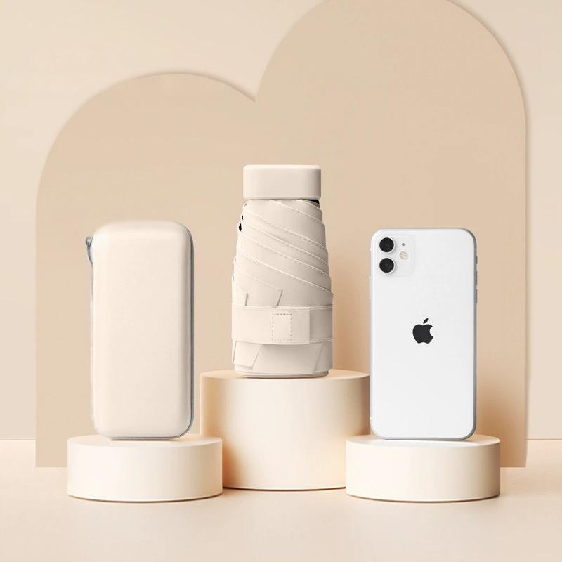 Мини Зонт от солнца 50+ Защита от УФ-лучей Капсула Дождь Двухцелевой Зонт Складной Зонт Высококлассный Женский Солнцезащитный Зонт Складной на 50%