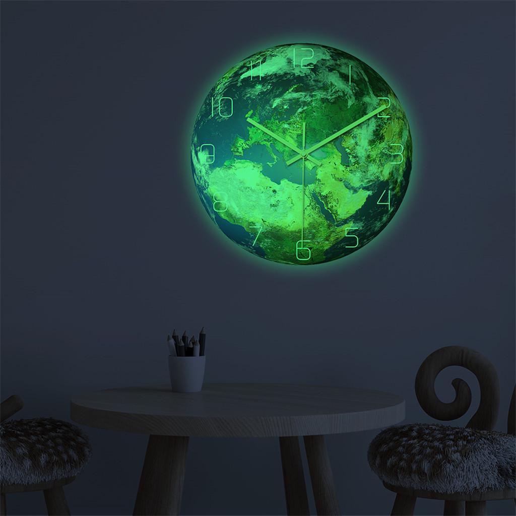Светящиеся земные настенные часы из акрилового материала бесшумные настенные часы для домашнего декора