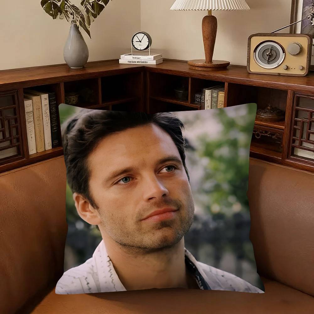 Actor SSebastian Stan Pillow Case Fashion Square Pillowcase Bedroom Sofa Room Ins Decoration Leisure
