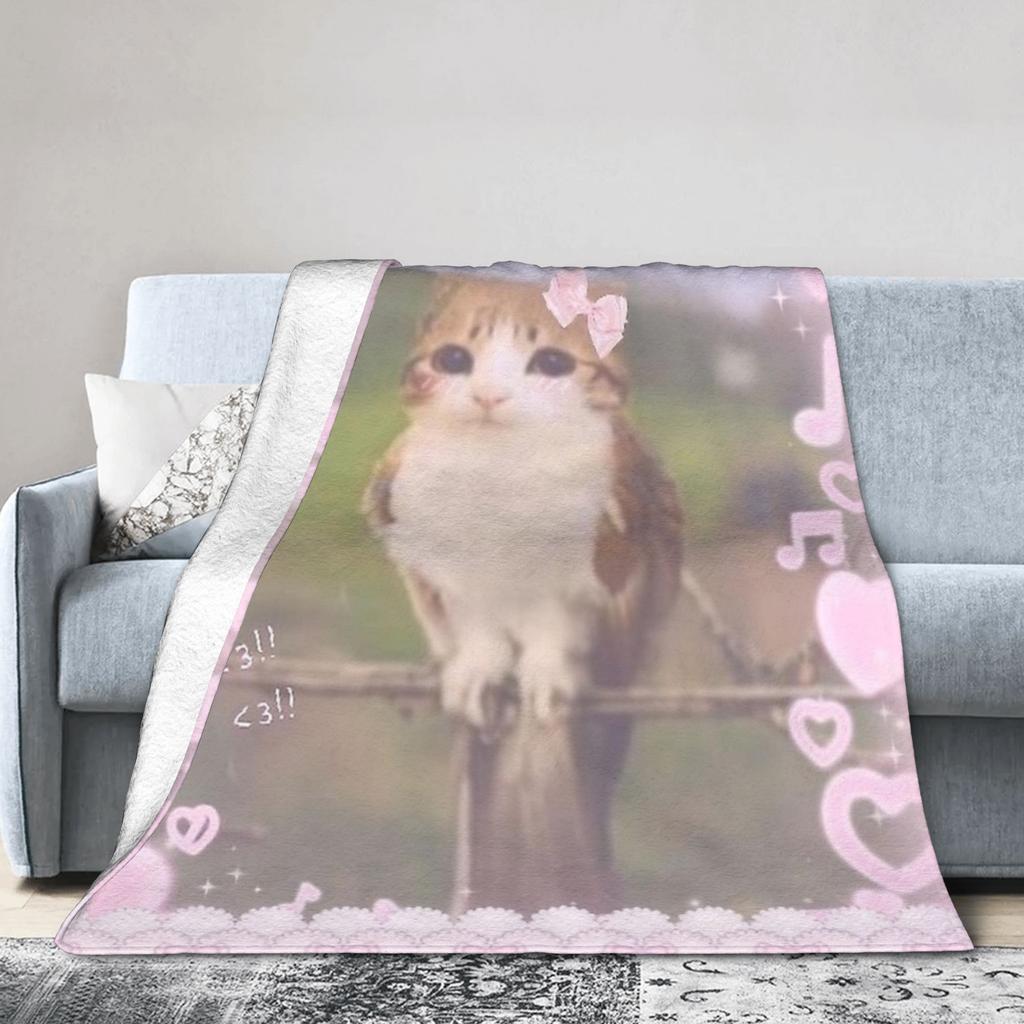 Meowl Cat Owl Meme Blankets Soft Pattern Plush Throw Blanket For Couch Bed Airplane Travel Flannel Bedspread Bed Cover