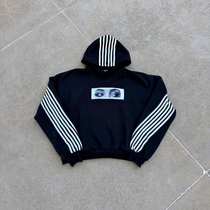 Европейская и американская ретро полосатая свободная унисекс уличная хип-хоп толстовка с вышивкой патча