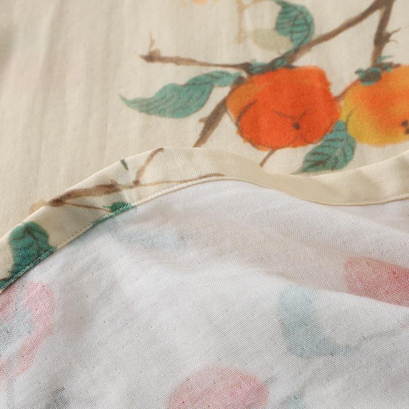 Весна / Лето Тонкая женская пижама в китайском национальном стиле Свободная одежда из бамбукового хлопка Рукава семь четвертей Домашняя одежда