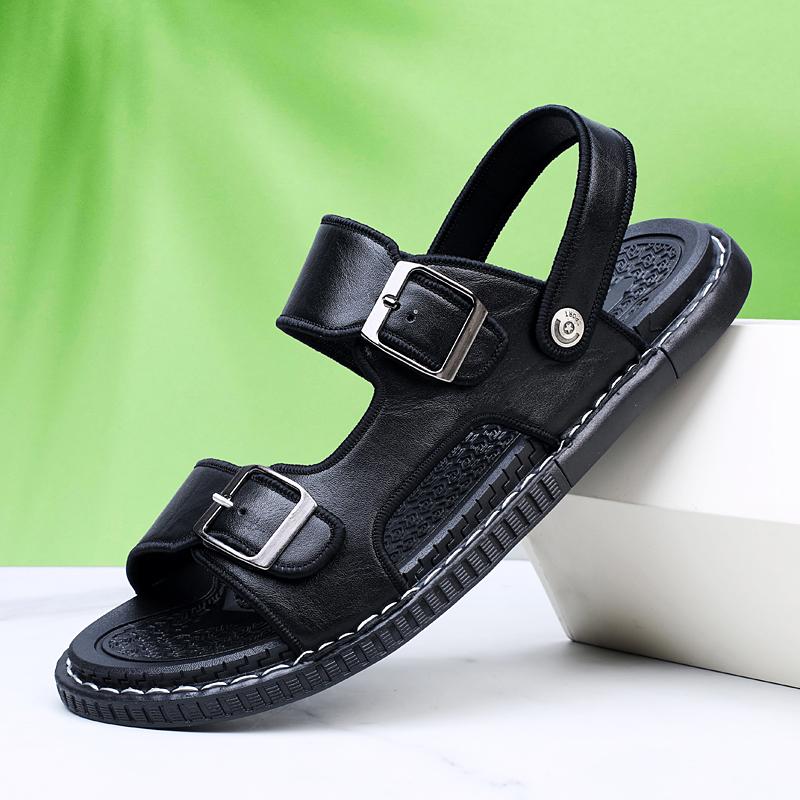 Модные двухцелевые новые тапочки для мужчин, летние сандалии из ПУ-кожи, модная повседневная пляжная обувь, уличные крутые полуботинки-шлепанцы, аквашузы