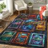 Aquatic Fish Collection Pattern Rug Floor Mat for Living Room or Bedroom Soft and Comfortable Carpet a Gift for Birthday and Holiday.
