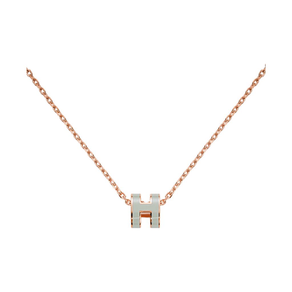 Hermes Mini Pop H Necklace Pendant Bubble Green Women necklace Rose-Gold H147992FO17