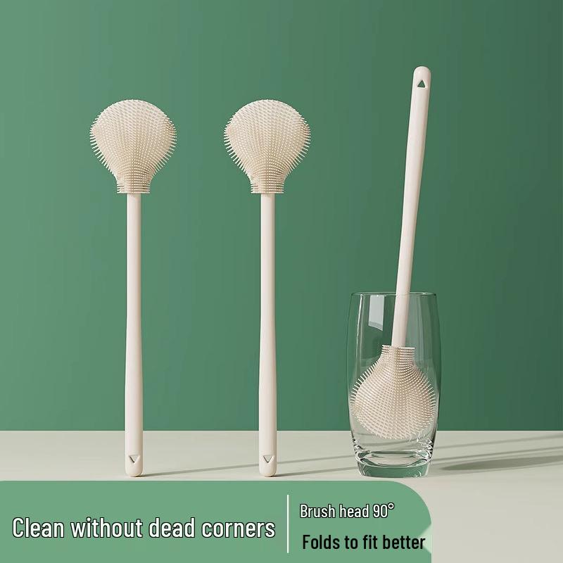 Long Handle Silicone Baby Bottle & Water Cup Brush with Replacement Head – Special Cleaning for Blender Gaps