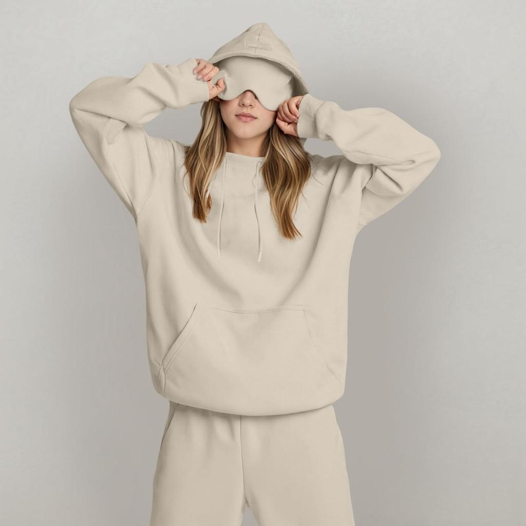 Унисекс толстовка с капюшоном и встроенной маской для глаз, повседневный пуловер с длинным рукавом, спортивная толстовка однотонного цвета, толстовка свободного кроя