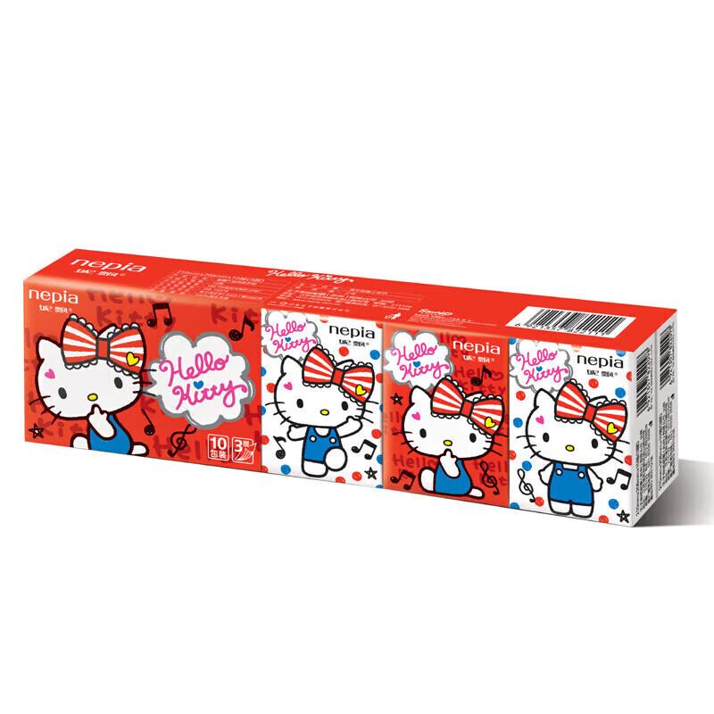 Nepia Hello Kitty 3-слойные мягкие карманные платки - 10 упаковок