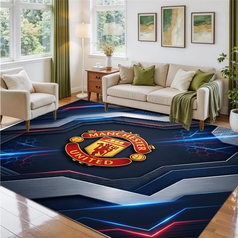 Manchester United Design Crystal Velvet Rug Soft Decorative Mat for Bedroom Entrance