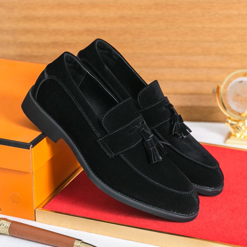 Модные Классические Мужские Замшевые Дышащие Лоферы с Кисточками Повседневные Модные Брендовые Мужские Удобные Заостренные Формальные Деловые Кожаные Туфли
