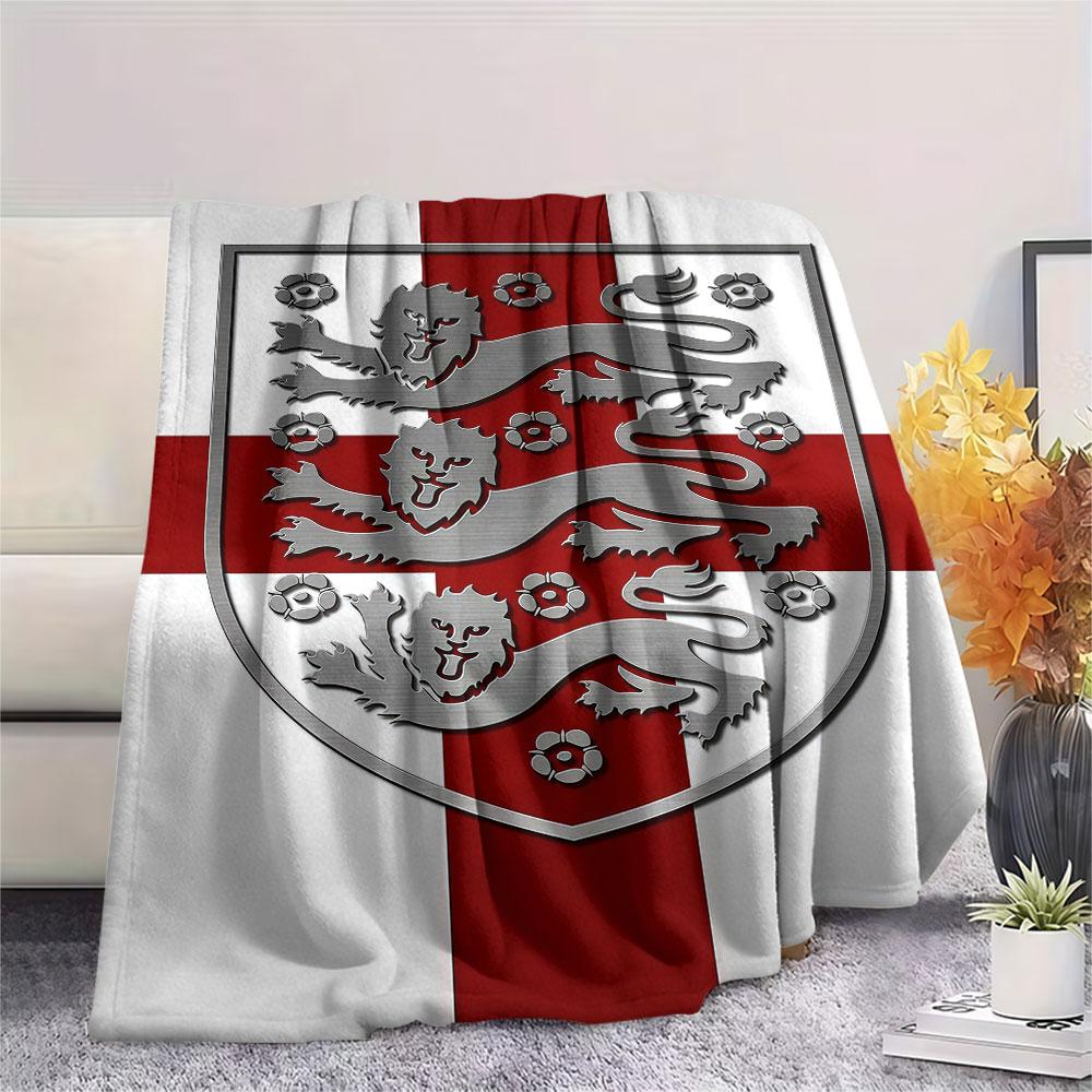 1PC England National Football Team Patterned Flannel Blanket Suitable For All Seasons for Home Decor Warmth and Comfort Gifts Holiday Present