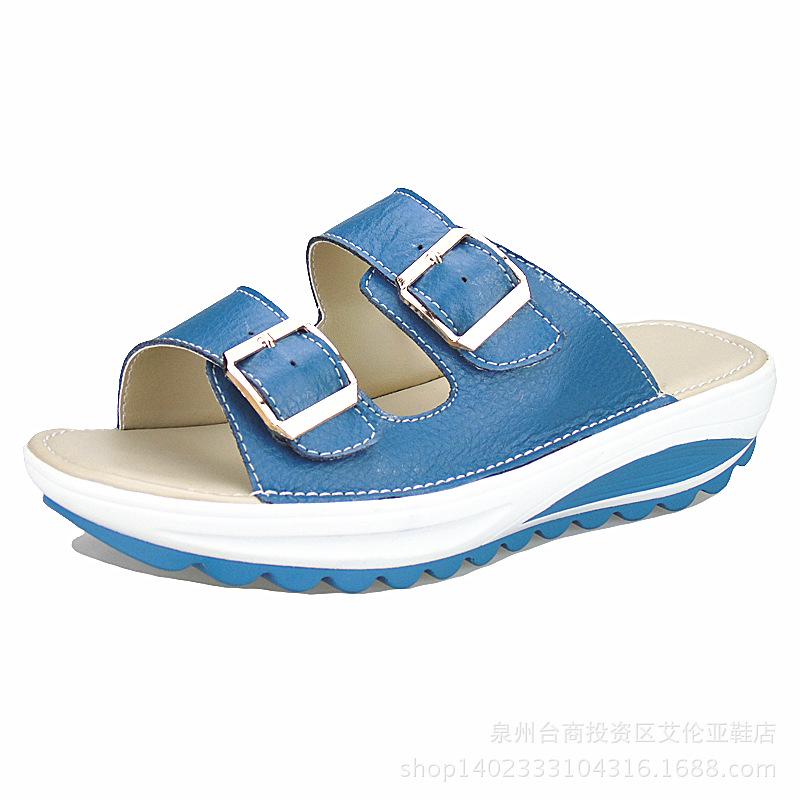 Cowhide Sandals Comfortable Heel Thick Bottom Large Size Casual Slippers