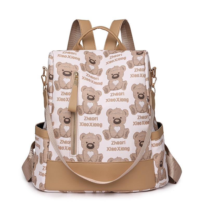 Кожаный рюкзак Женский рюкзак с принтом Дорожная школьная сумка большой емкости