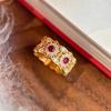 Gold Zircon Geometric Hollow Lace Ring French Light Luxury High Temperament Exquisite Jewelry
