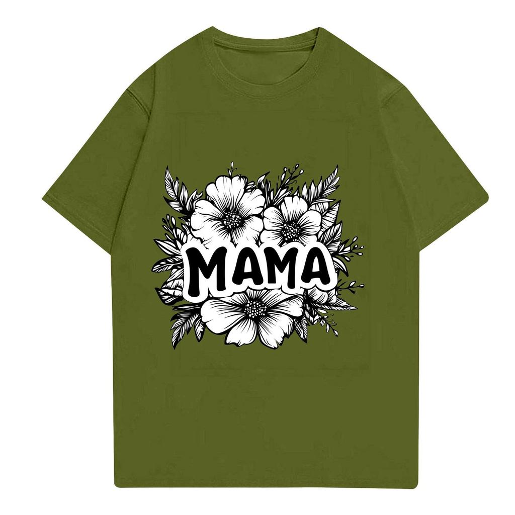 Женская модная футболка с круглым вырезом и коротким рукавом, повседневный топ с принтом ко Дню матери