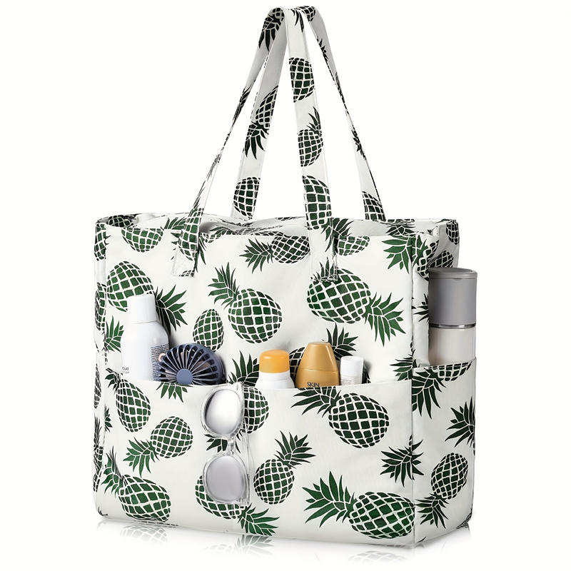 1 шт. Пляжная сумка-тоут Легкая Складная Многокарманная Дизайн с сумкой на молнии Идеально подходит для бассейна Путешествий Спортзала и Приключений на открытом воздухе Сумка