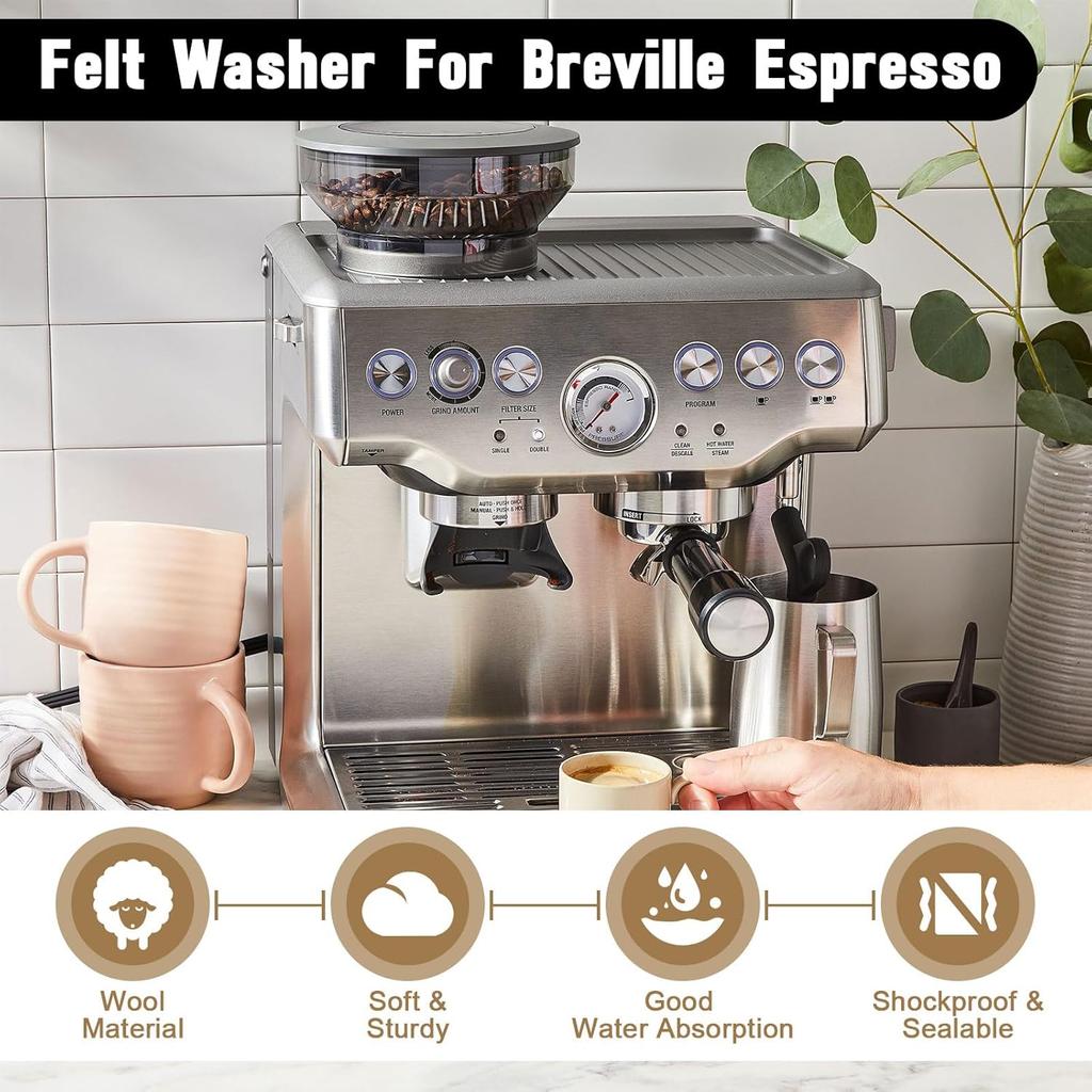 Замена фетровой шайбы для кофемолки эспрессо-машины Breville BES870, BES878, BES880, BES980, BES990, BCG600, BCG820, Фетровая шайба Нижний жернов Шерсть