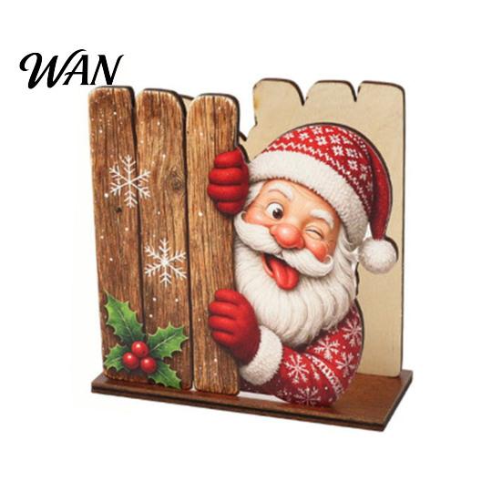 Seasonal Home Accents Christmas Wooden Napkin Holder, 2D Flat Cute Elk/Elf Boy/Snowman Peeking Tissue Holder Dispenser, Farmhouse Table Paper