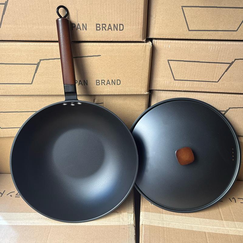 Household wok flat bottom non-stick pan induction cooker gas stove