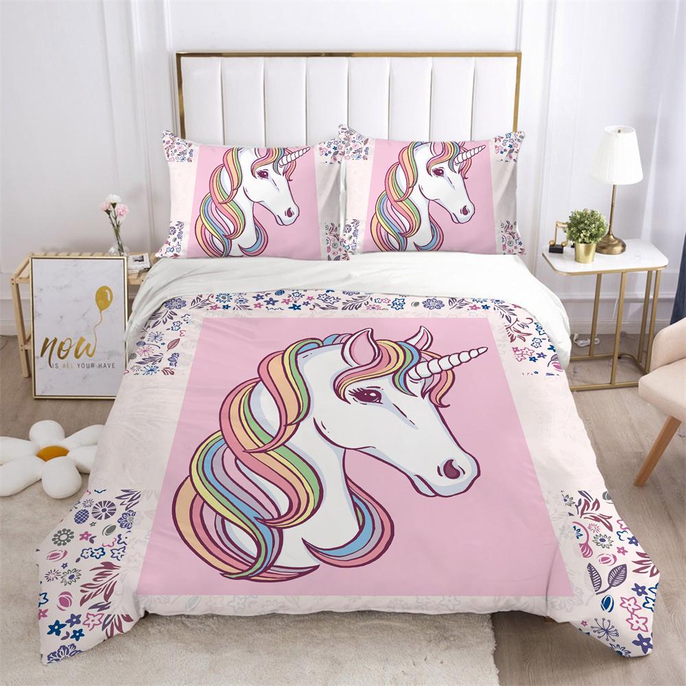 Комплект постельного белья с 3D принтом единорога, комплект постельного белья одного размера, высококачественный полиэстер, декор для детской спальни