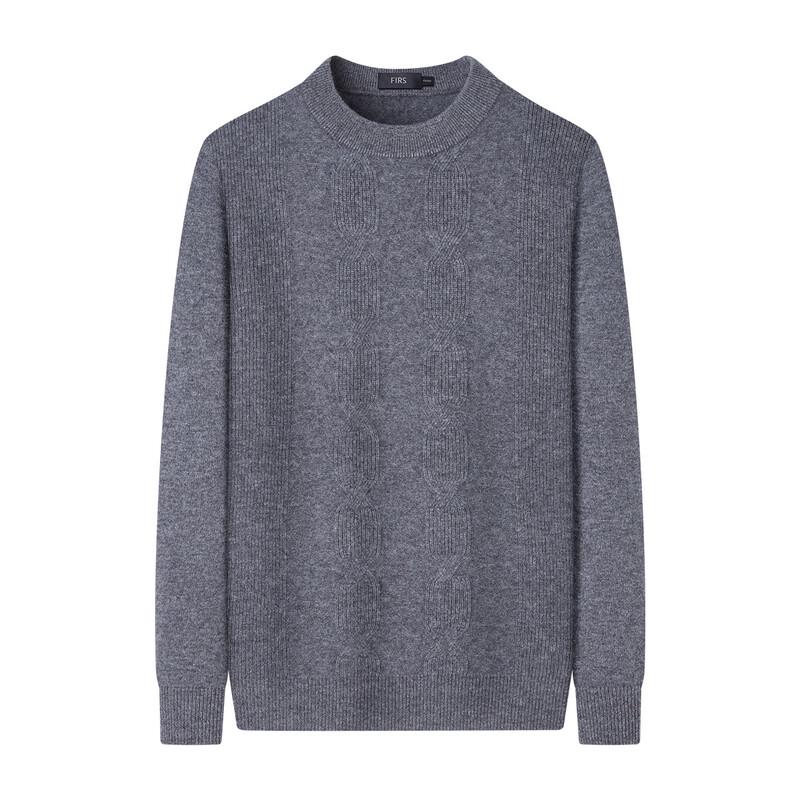 Shanshan Men's Heavyweight Jacquard Cashmere Wool Pullover Sweater