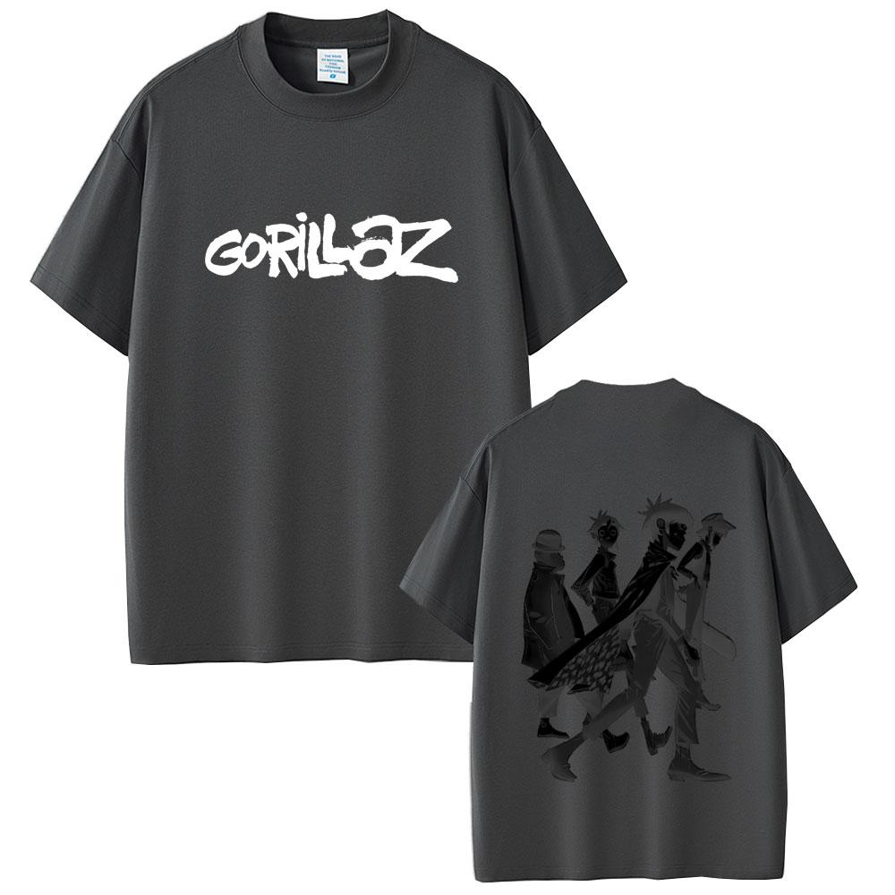 Ограниченный выпуск Футболка с принтом Gorillaz Мужская Женская Повседневная Свободная Футболка с круглым вырезом Мужская Мода Хлопковая Футболка Высокого Качества