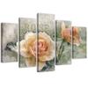 Feeby Five Piece Picture Canvas Print, Tea Roses Shabby Chic