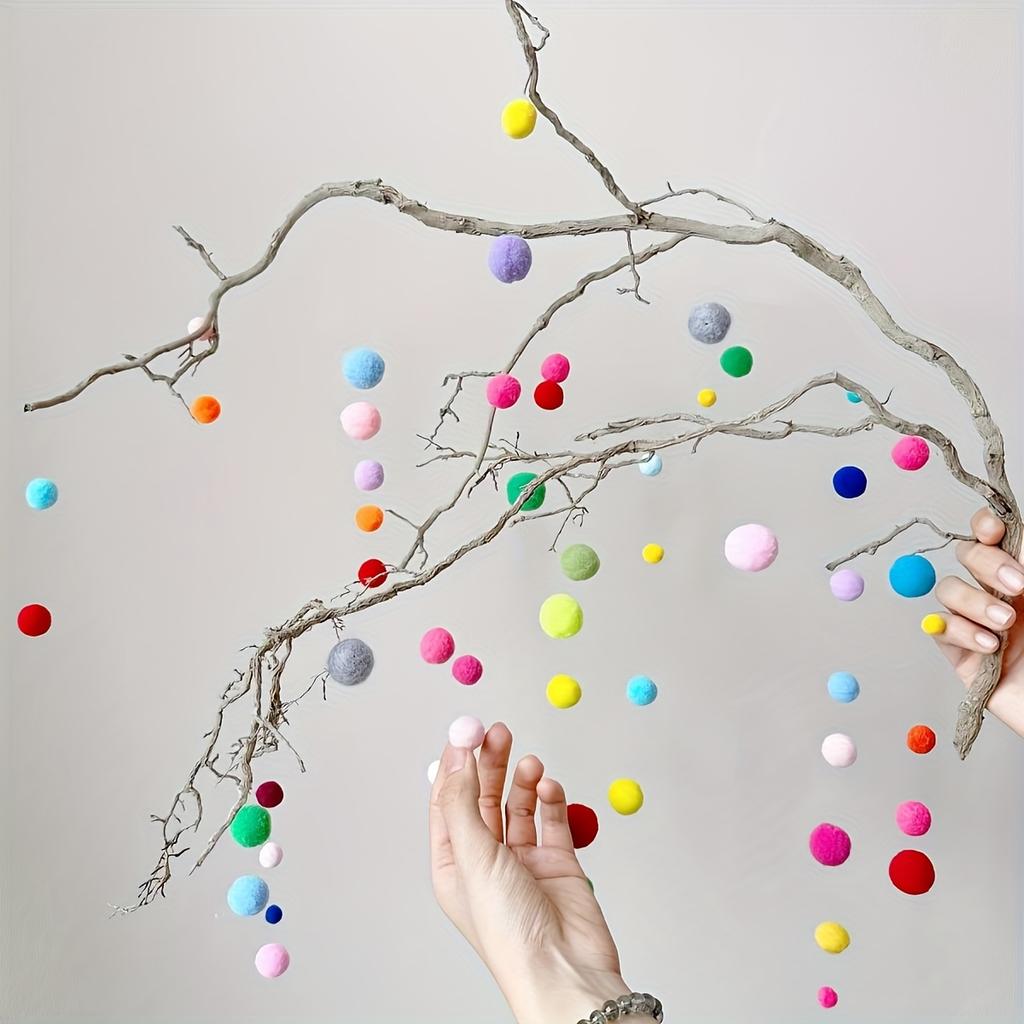 200pcs Multicolor DIY Pom-Pom Balls - Soft Polyester Party Decorations for Crafts,Home Decor,Festive Celebrations,Craft Supplies