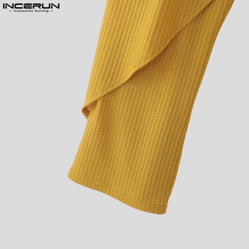 INCERUN Мужские повседневные длинные брюки с высокой эластичной талией и неровными слоями