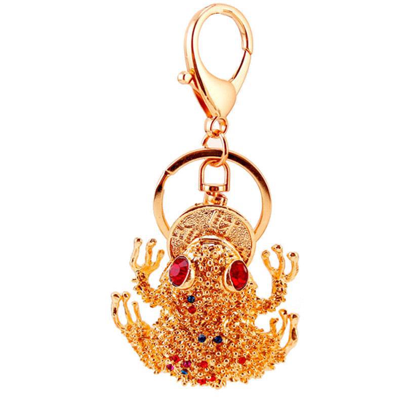 Креативный китайский фен-шуй брелок золотая жаба - металлический кулон в виде животного в подарок
