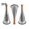 Конусная терка для сыра из нержавеющей стали с деревянной ручкой, 3-сторонняя терка для овощей, сыра, шоколада, овощей, кухонная терка для пармезана