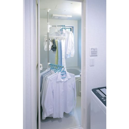 Iris Ohyama YM-260 Indoor/Bathroom Tension Clothes Dryer, Adjustable Height, Rust-Resistant, Foldable, 65cm Wide