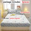3-Piece Simple Modern Plant Flower Pattern Matte Three Piece Fitted Sheet Set, Bedroom Printed Bed Cover Set, Bedding