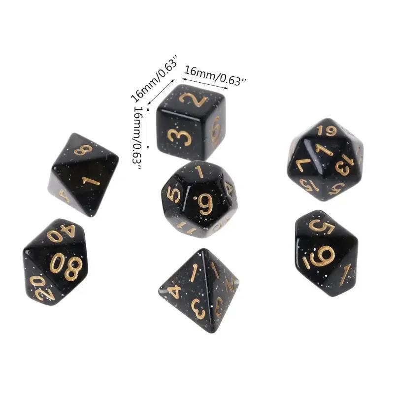 7pcs/lot Multi-sided Black Gold Dice Set Double-colors D4 D6 D8 D10 D% D12 D20 Polyhedral Dice for Entertainment Board Game Dice